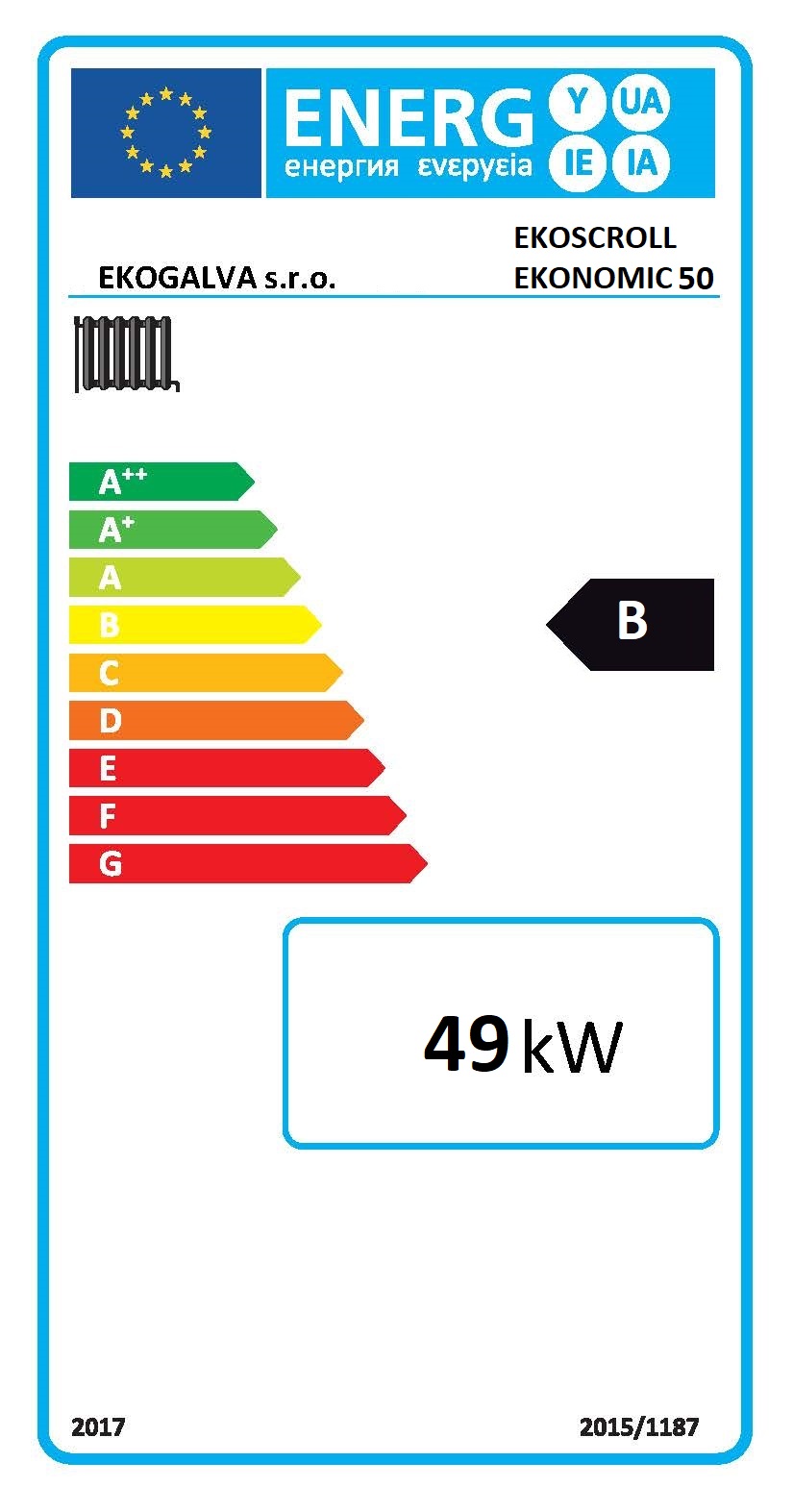 EkoScroll EKONOMIC 50 - energetický štítek