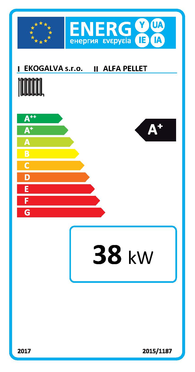 EkoScroll ALFA PELLET 38 - energetický štítek