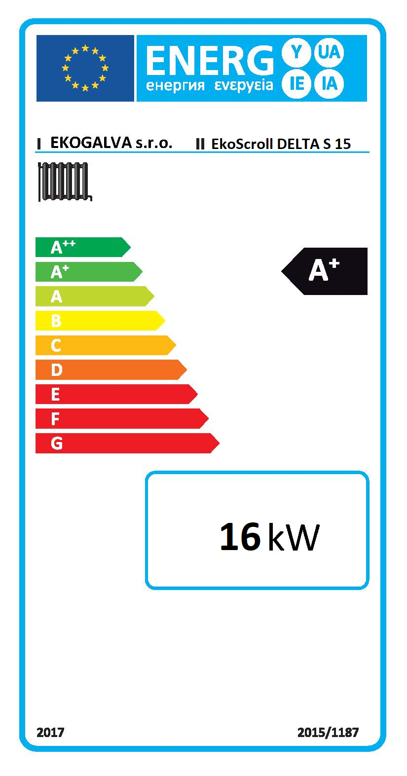 EkoScroll DELTA S 15 - energetický štítek